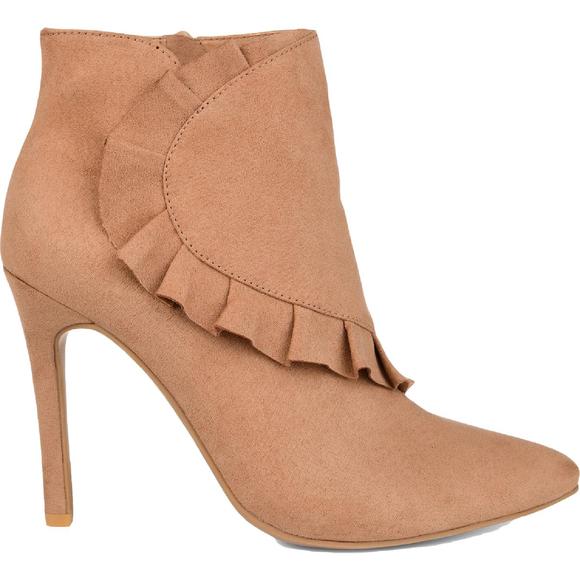 Journee Collection Womens Cress Taupe Faux Suede Stiletto Booties Shoes NWT - Picture 2 of 3